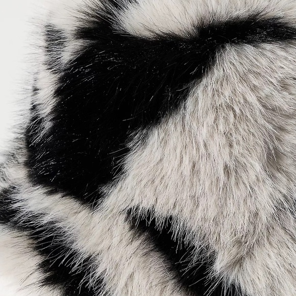 Anthropologie Colorblock New Chic Black and White Faux Fur Bucket Hat main image 6